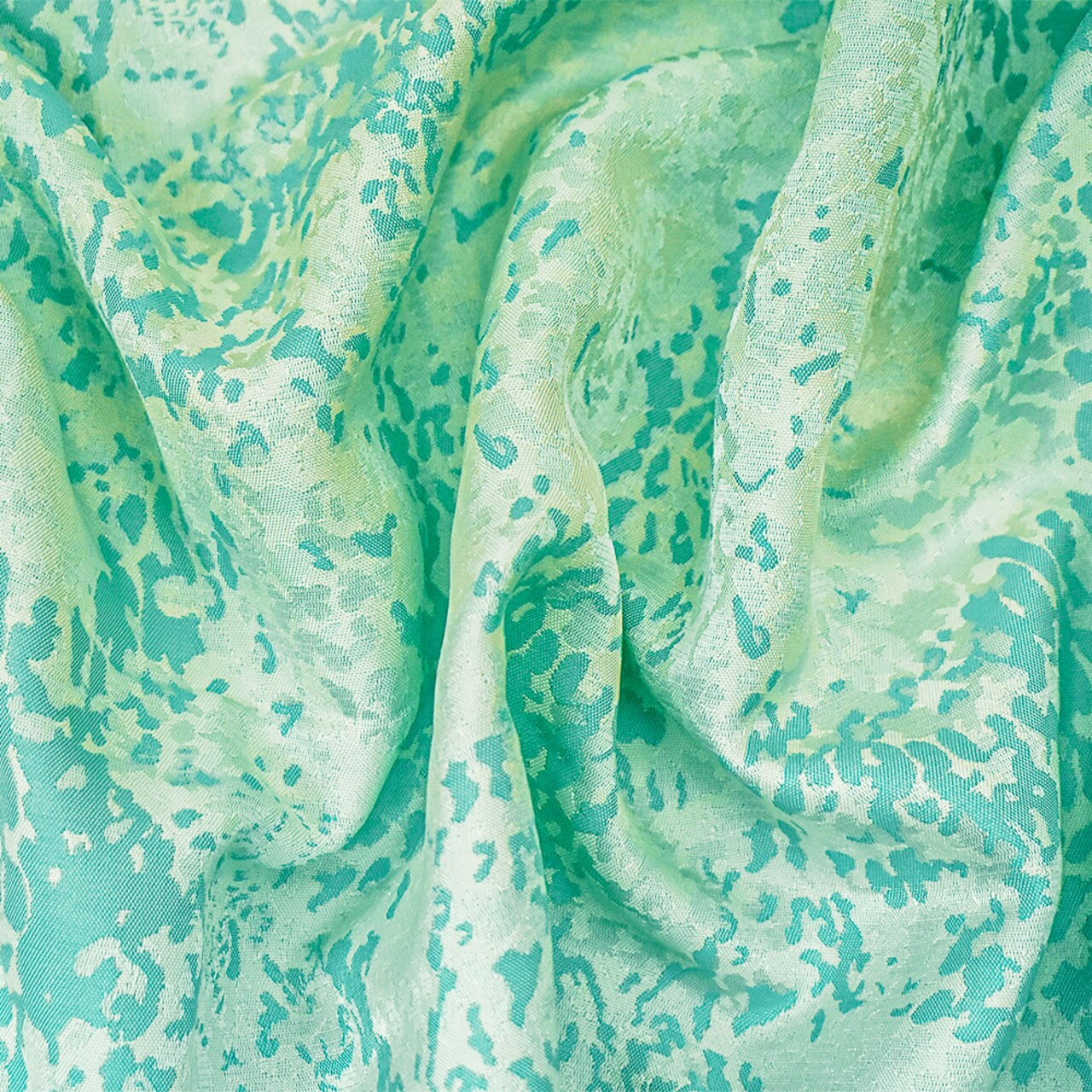 Teal-White-Cool Gray Polyester Abstract Camouflage Jacquard Woven Fabric By the Yard